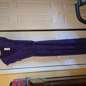 NWT New York & Company purple tie faux wrap dress. 37" Waist To Hem